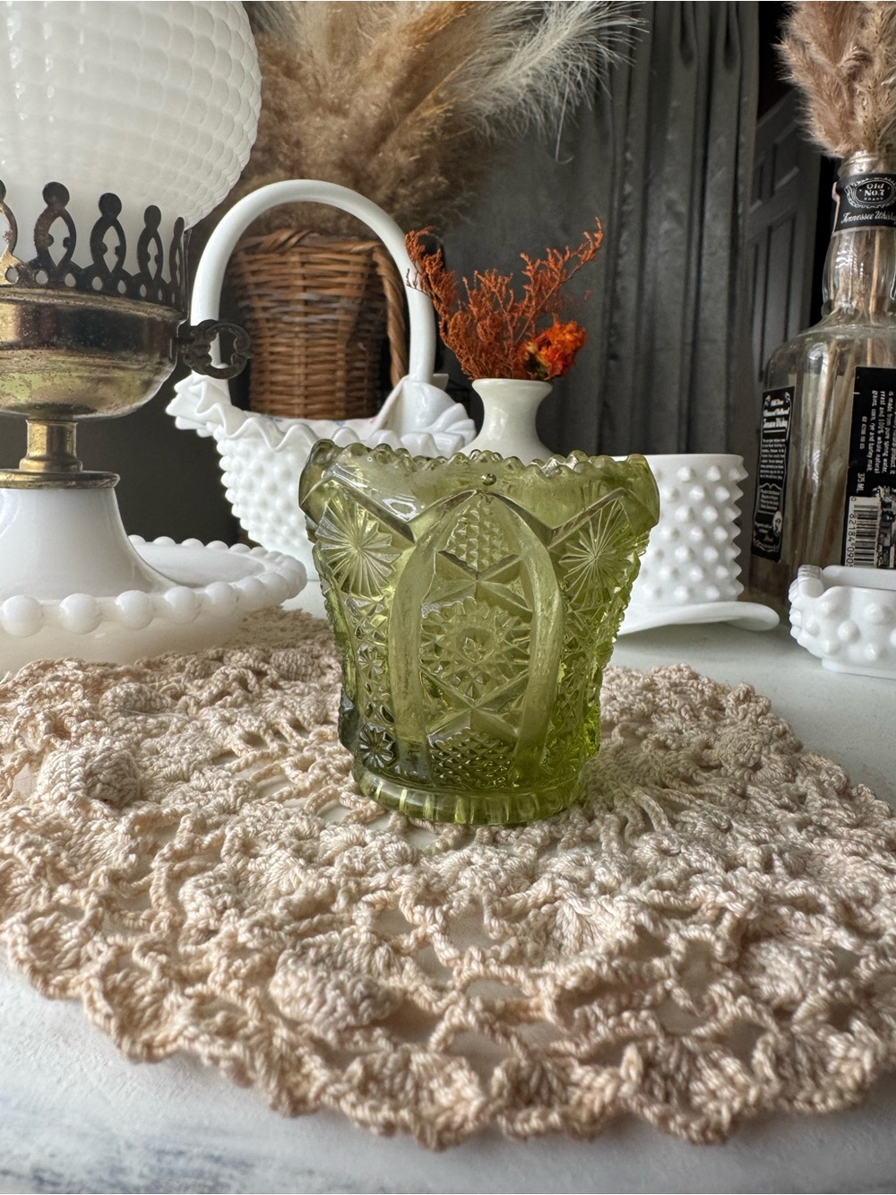 Vintage Imperial Green Glass Toothpick Holder